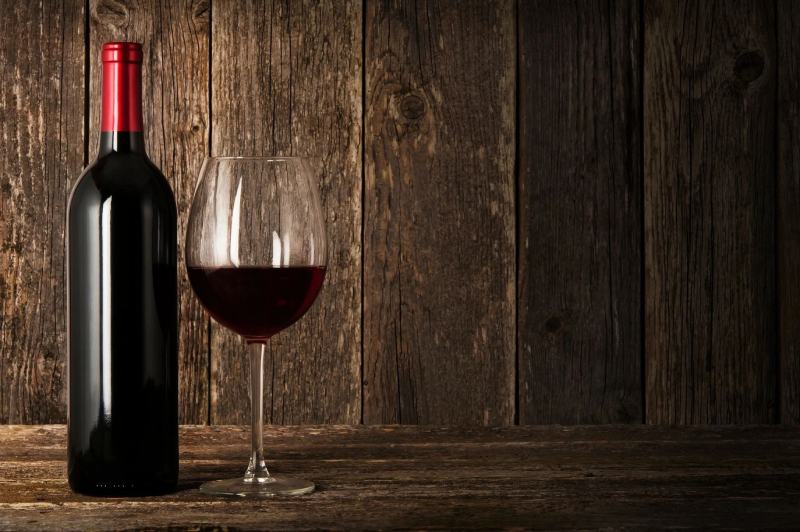 Bottle of Red Wine and Glass