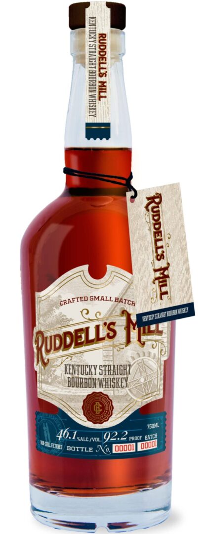 Ruddell's Mill bottle with hang tag