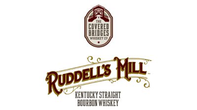 Vintage bourbon label with Covered Bridges emblem