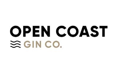 Open Coast Gin Co. logo with waves.
