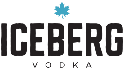 ICEBERG bold letters with blue maple symbol
