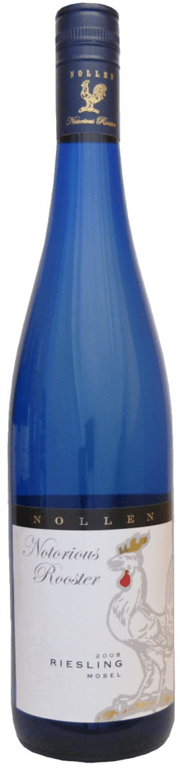 Blue bottle of Riesling wine.