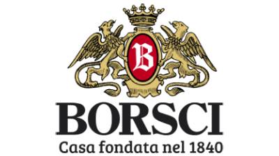 Borsci logo with heraldic emblem and text.